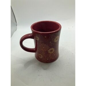 Peet's Coffee & Tea Holiday 2010 Red Mug‎ Gold Snowflake Christmas Dishwasher